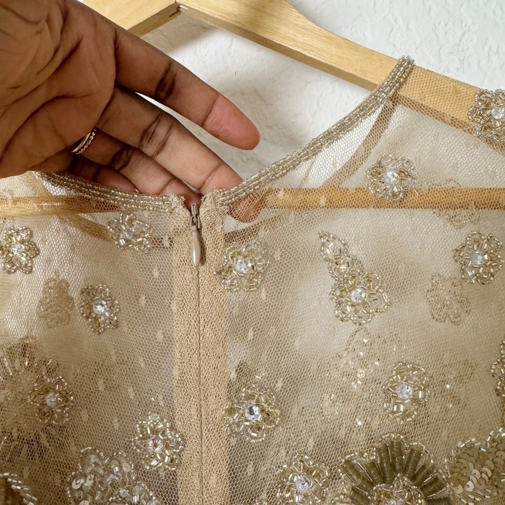 AIDAN MATTOX Floral Bead-Embroidered Gown - Picture 6 of 9